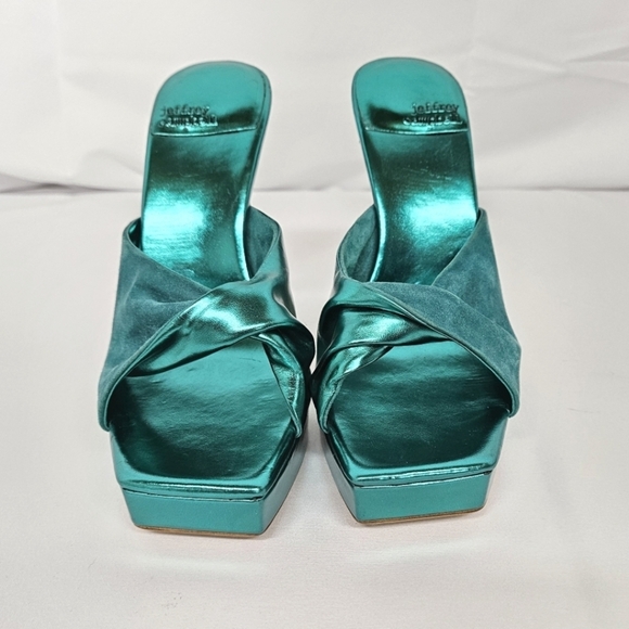 Jeffrey Campbell Hollyweird Platform Metallic Shine Heels In Emerald Size 7 - Picture 3 of 9